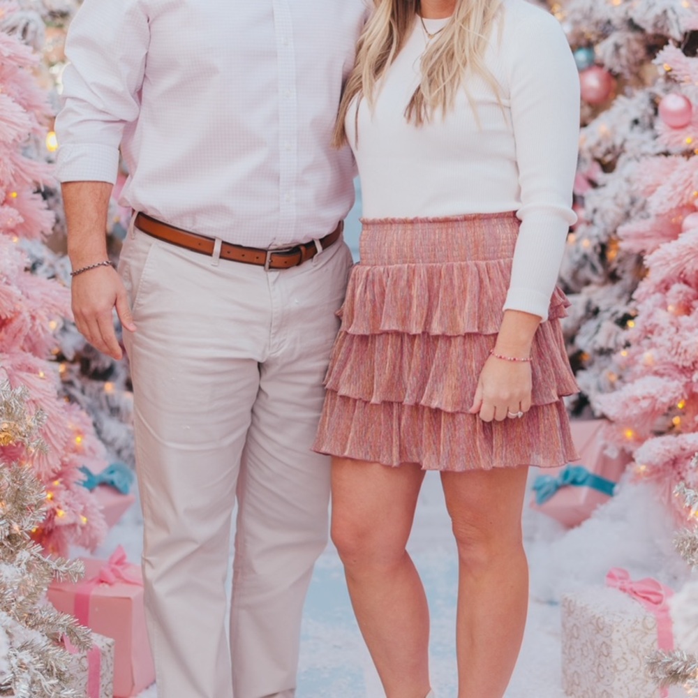 Impeccable pig pink shimmer ruffle skirt by Franco